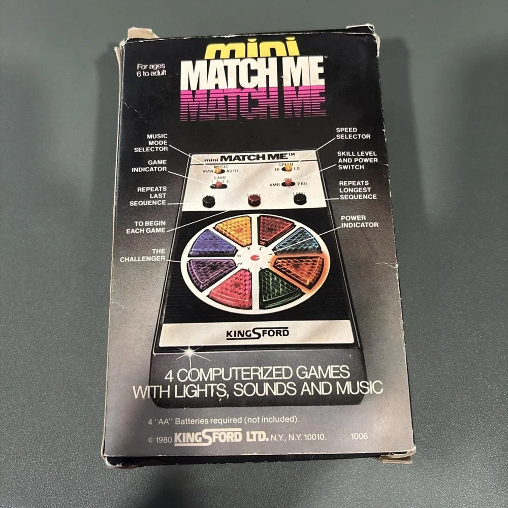 Vintage Mini Match Me Handheld Game Kingford With  Box & Instructions